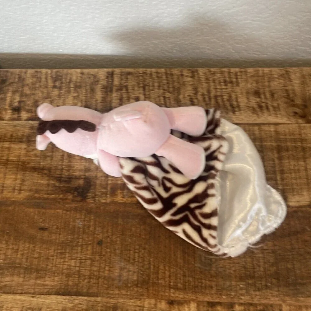 Baby Starters Pink Zebra Security Blanket Rattle Brown Stripes Satin Lovey